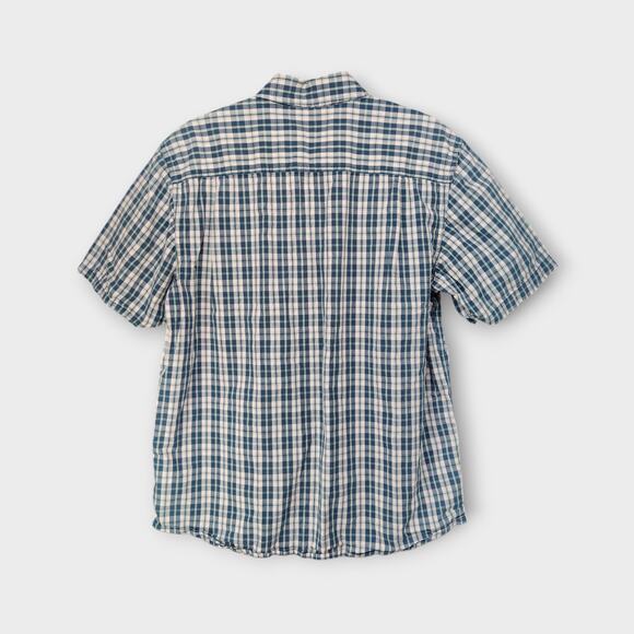 Mens Carhartt Relaxed Fit Short Sleeve Button Down Blue Plaid Size Large - Picture 4 of 4